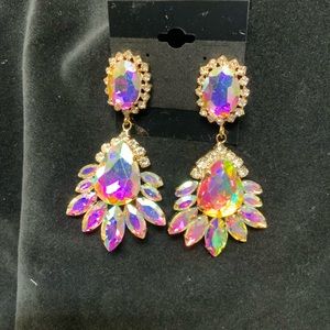 Rhinestone Pageant Earrings NWOT